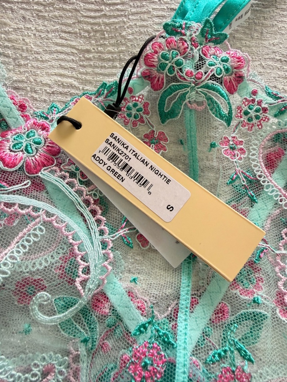 NWT! Cosabella Sanika Italian Turquoise Silk Chemise Size S with Panties Size M - Picture 14 of 16